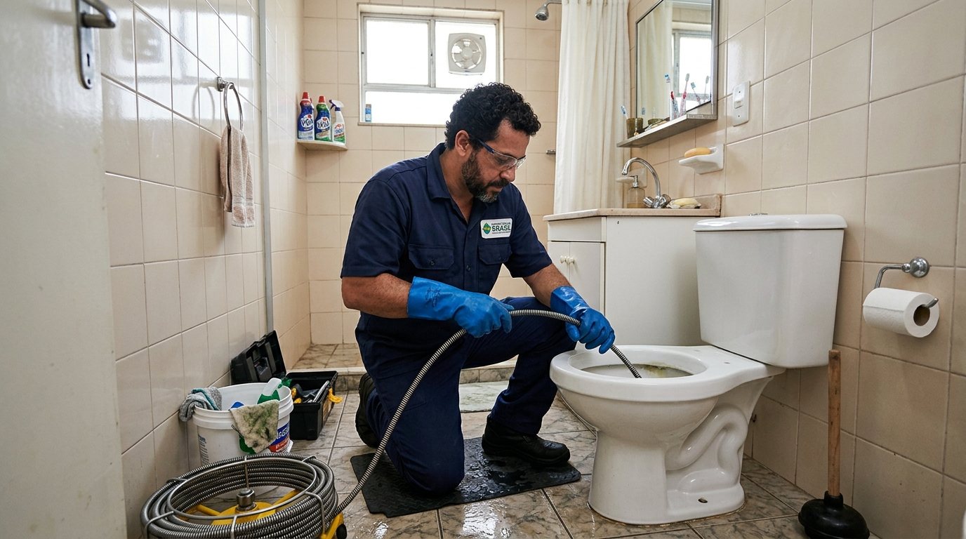 Encanador em Atendimento no Banheiro em Limeira‑SP